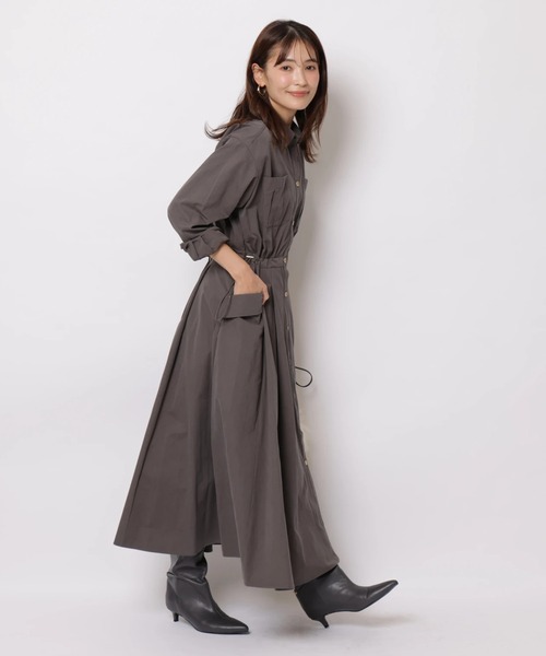 JUSGLITTY(ジャスグリッティー)の「ワークシャツワンピース(ワンピース・レディース・スモークピンク/チャコールグレー・2/1/0)」の9枚目の写真