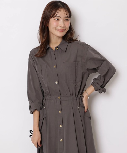 JUSGLITTY(ジャスグリッティー)の「ワークシャツワンピース(ワンピース・レディース・スモークピンク/チャコールグレー・2/1/0)」の11枚目の写真