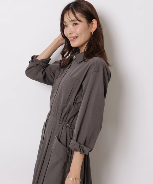 JUSGLITTY(ジャスグリッティー)の「ワークシャツワンピース(ワンピース・レディース・スモークピンク/チャコールグレー・2/1/0)」の12枚目の写真