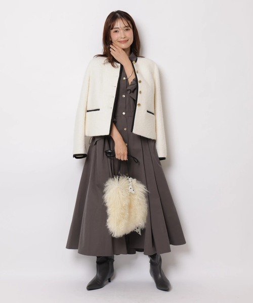 JUSGLITTY(ジャスグリッティー)の「ワークシャツワンピース(ワンピース・レディース・スモークピンク/チャコールグレー・2/1/0)」の14枚目の写真