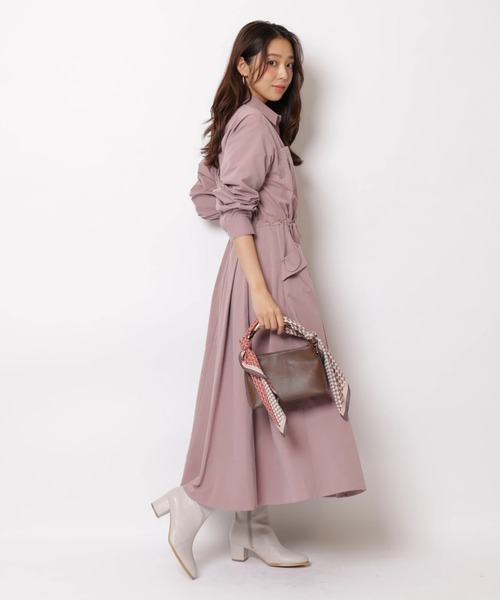 JUSGLITTY(ジャスグリッティー)の「ワークシャツワンピース(ワンピース・レディース・スモークピンク/チャコールグレー・2/1/0)」の18枚目の写真