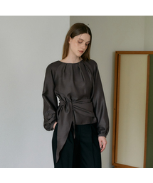 Waist Drape Blouse [Brown]