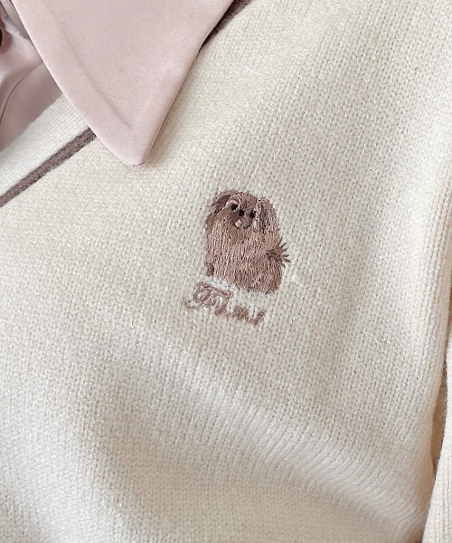 F i.n.t(フィント)の「ペキニーズ刺繍ライン使いニットカーディガン/fint フィント(カーディガン/ボレロ・レディース・アイボリー/レッド/ブルー・FREE)」の12枚目の写真