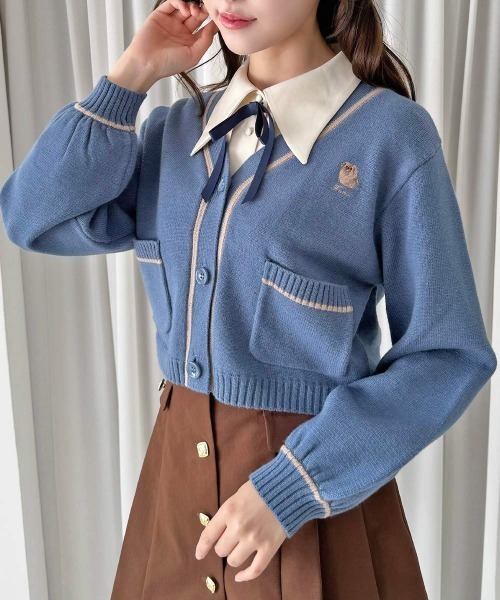 F i.n.t(フィント)の「ペキニーズ刺繍ライン使いニットカーディガン/fint フィント(カーディガン/ボレロ・レディース・アイボリー/レッド/ブルー・FREE)」の19枚目の写真