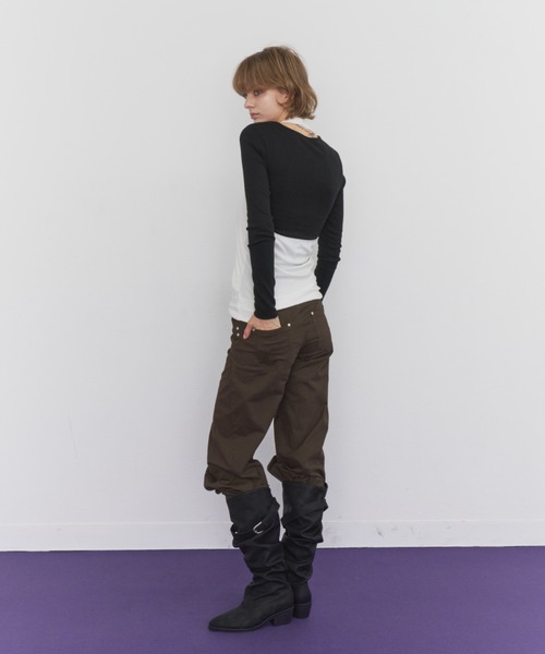 Rohwel(ローウェル)の「Basic Henley Neck Tee / ベーシックヘンリーネックT(Tシャツ/カットソー・レディース・ブラウン/ホワイト/グレー/ブラック・FREE)」の21枚目の写真
