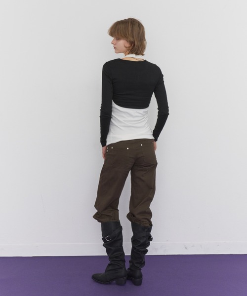 Rohwel(ローウェル)の「Basic Henley Neck Tee / ベーシックヘンリーネックT(Tシャツ/カットソー・レディース・ブラウン/ホワイト/グレー/ブラック・FREE)」の22枚目の写真