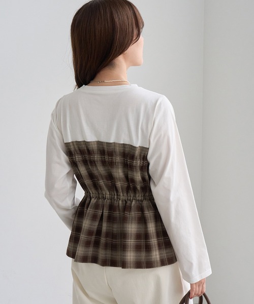 ROPE' PICNIC(ロペピクニック)の「ビスチェドッキングチェックトップス(Tシャツ/カットソー・レディース・ネイビー/ブラウン/サックスブルー・FREE)」の22枚目の写真