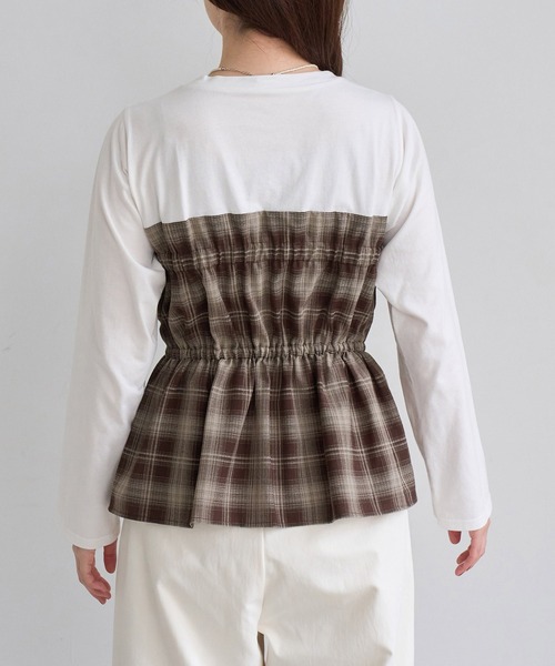 ROPE' PICNIC(ロペピクニック)の「ビスチェドッキングチェックトップス(Tシャツ/カットソー・レディース・ネイビー/ブラウン/サックスブルー・FREE)」の13枚目の写真