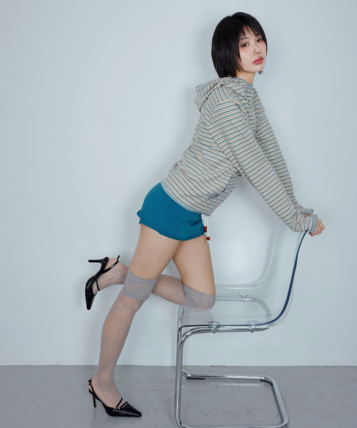 KIJIKO(キジコ)の「ke108. ダイヤゴナルフリースバラクラバ ジップアップ ブルー(パーカー・レディース・その他・FREE)」の5枚目の写真