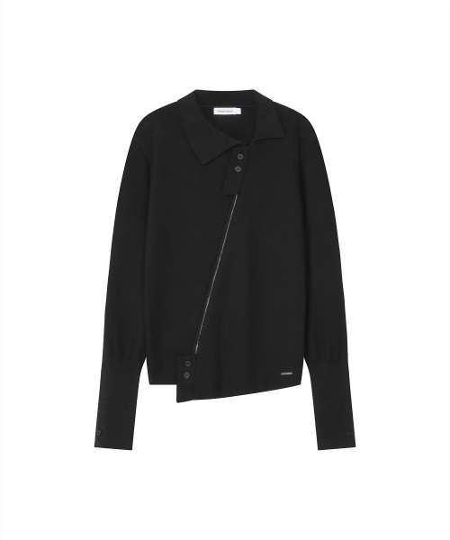 Miseki SEOUL（ミセキソウル）の「Diagonal zip-up knit BLACK（その他アウター・レディース・その他・1/2）」の2枚目の写真