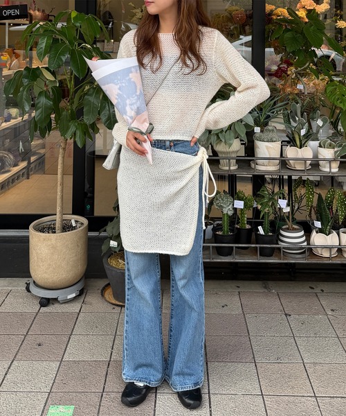 HEILIS(ヘイリス)の「【Ranna Select】 ワッフルニットラップスカートセット/ニットセット ニットセットアップ ニットトップス 長袖ニット レイヤードスカート ニットスカート 巻きスカート ラップスカート レイヤードアイテム 着回し 韓国ファッション 韓国コーデ カジュアル デイリー 秋服 冬服 ブラウン アイボリー(ニット/セーター・レディース・ブラウン/アイボリー・FREE)」の1枚目の写真