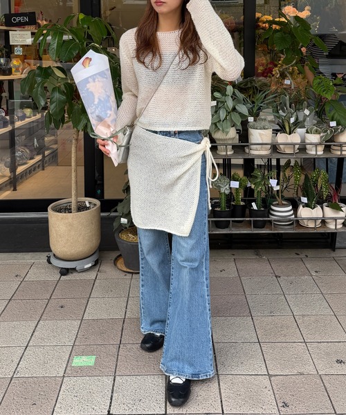 HEILIS(ヘイリス)の「【Ranna Select】 ワッフルニットラップスカートセット/ニットセット ニットセットアップ ニットトップス 長袖ニット レイヤードスカート ニットスカート 巻きスカート ラップスカート レイヤードアイテム 着回し 韓国ファッション 韓国コーデ カジュアル デイリー 秋服 冬服 ブラウン アイボリー(ニット/セーター・レディース・ブラウン/アイボリー・FREE)」の10枚目の写真