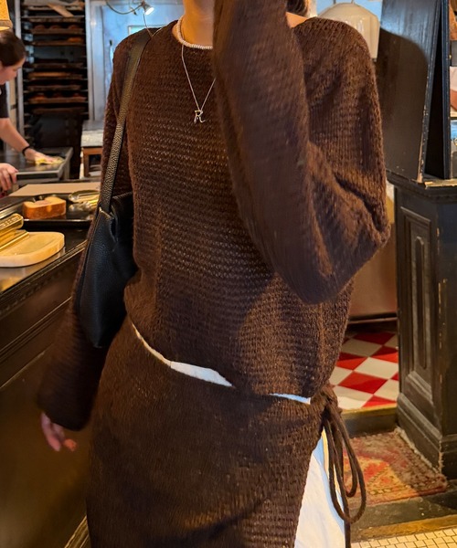 HEILIS(ヘイリス)の「【Ranna Select】 ワッフルニットラップスカートセット/ニットセット ニットセットアップ ニットトップス 長袖ニット レイヤードスカート ニットスカート 巻きスカート ラップスカート レイヤードアイテム 着回し 韓国ファッション 韓国コーデ カジュアル デイリー 秋服 冬服 ブラウン アイボリー(ニット/セーター・レディース・ブラウン/アイボリー・FREE)」の9枚目の写真