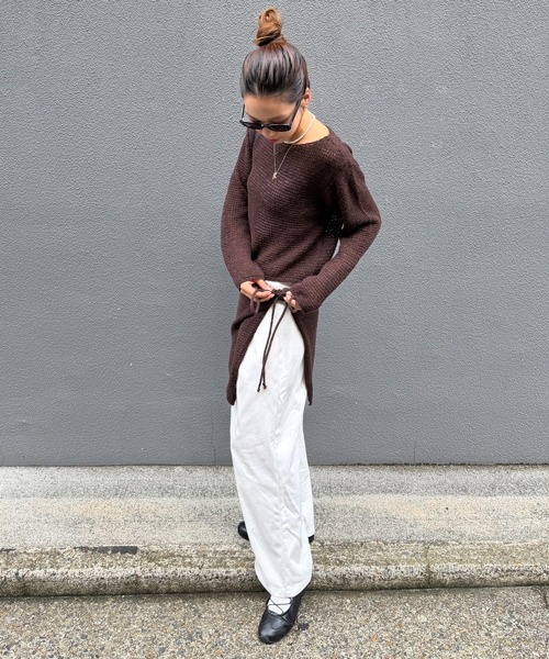 HEILIS(ヘイリス)の「【Ranna Select】 ワッフルニットラップスカートセット/ニットセット ニットセットアップ ニットトップス 長袖ニット レイヤードスカート ニットスカート 巻きスカート ラップスカート レイヤードアイテム 着回し 韓国ファッション 韓国コーデ カジュアル デイリー 秋服 冬服 ブラウン アイボリー(ニット/セーター・レディース・ブラウン/アイボリー・FREE)」の18枚目の写真