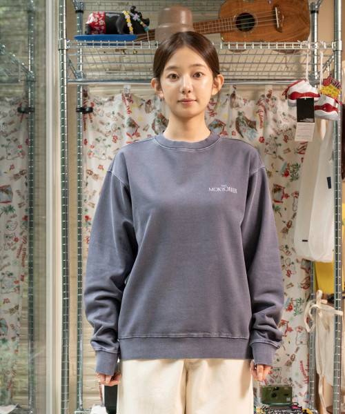 BIGWAVE COLLECTIVE（ビッグウェーブコレクティブ）の「モクヨクコ PIGMENT スウェット (ウォッシュドブルー)（スウェット・レディース・その他・MEDIUM/LARGE/X-LARGE）」の6枚目の写真