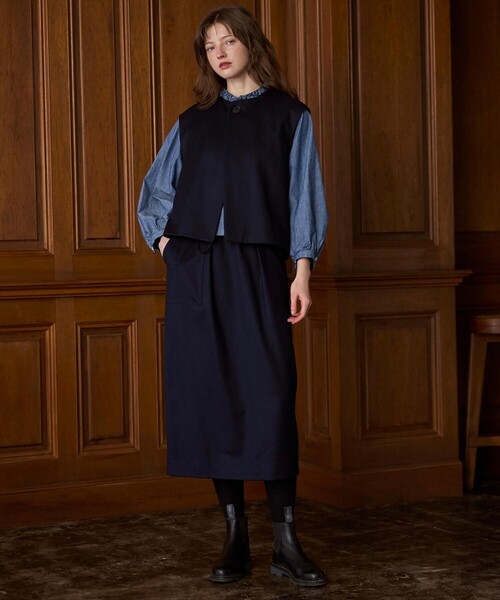 LE GLAZIK（ルグラジック）の「LE GLAZIK | ウール ジレ WOMEN（その他アウター・レディース・ブラウン/グレー/ダークネイビー・36）」の4枚目の写真