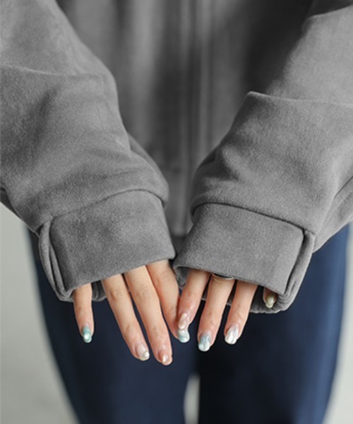 HUG.U（ハグユー）の「もちリッチブルゾン（ブルゾン・レディース・グレー/アイボリー/モカ・FREE）」の19枚目の写真