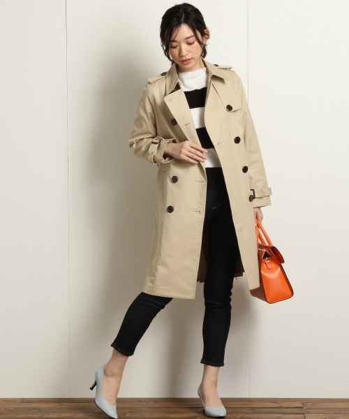 Andemiu（アンデミュウ）の「【国内生産生地使用！】ベーシックトレンチコート 714921（トレンチコート・レディース・ベージュ/ネイビー・MEDIUM/SMALL）」の4枚目の写真