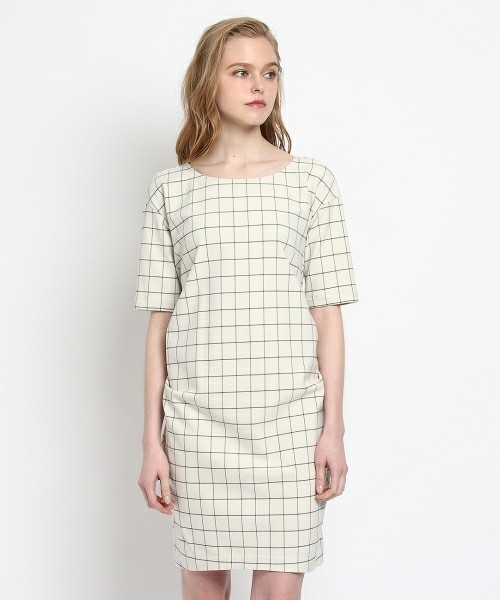 Sono ソーノ の Sono ウエストリボン付ウインドペン柄ワンピース ワンピース Wear