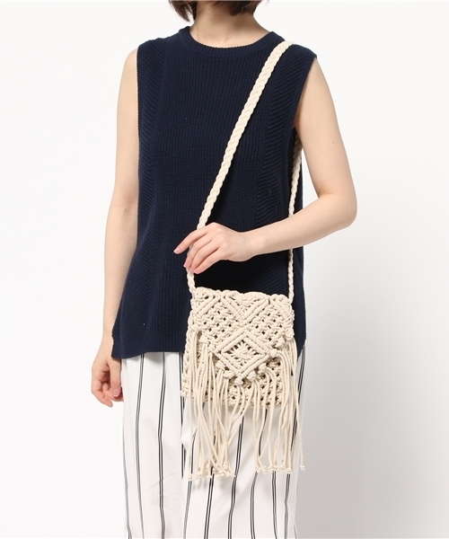 WEGO（ウィゴー）の「WEGO/マクラメフリンジショルダーバッグ（ショルダーバッグ・レディース・アイボリー/ブラック・FREE）」の6枚目の写真