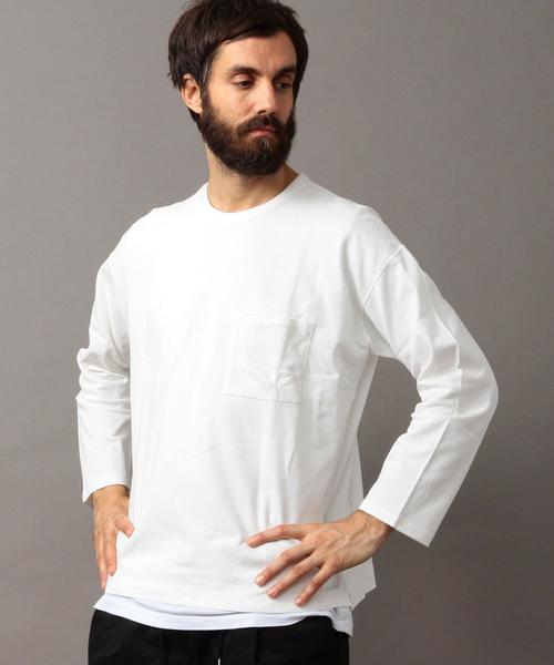 BEAUTY&YOUTH UNITED ARROWS（ビューティーアンドユースユナイテッドアローズ）の「【WEB限定】 by ∴ クリア ピケ ワイド カットソー -MADE IN JAPAN-（Tシャツ/カットソー・メンズ・ネイビー/ベージュ/ダークブラウン/オフホワイト・LARGE/MEDIUM/SMALL）」の10枚目の写真