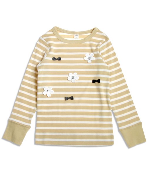 apres les cours（アプレレクール）の「モチーフボーダーＴシャツ（Tシャツ/カットソー・キッズ・ブラック/ベージュ/ワインレッド・140/100/120/80/130/110/90）」の2枚目の写真