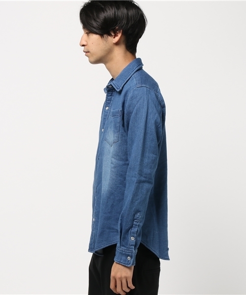 VENCEEXCHANGE（ヴァンスエクスチェンジ）の「【BITTER 1月号 掲載商品】カットデニムシャツ                   （シャツ/ブラウス・メンズ・ダークネイビー/ブルー・LARGE/MEDIUM/SMALL）」の3枚目の写真