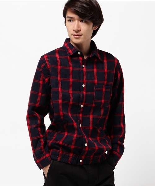ALDIES(アールディーズ)の「Waffle CH Gum Shirt (シャツ/ブラウス・メンズ・ネイビー/レッド・LARGE/MEDIUM/SMALL)」の1枚目の写真