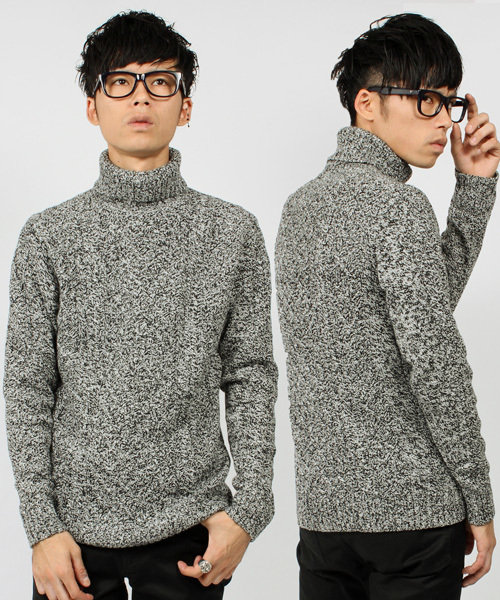 ESSENTIAL GARMENT MEN'S BIGI（エッセンシャルガーメントメンズビギ）の「アラン柄タートルネックニット/無地＆ボーダー（ニット/セーター・メンズ・グレー/グレー系その他/ホワイト/ホワイト系その他/ボルドー・S/M/L）」の4枚目の写真