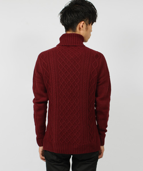 ESSENTIAL GARMENT MEN'S BIGI（エッセンシャルガーメントメンズビギ）の「アラン柄タートルネックニット/無地＆ボーダー（ニット/セーター・メンズ・グレー/グレー系その他/ホワイト/ホワイト系その他/ボルドー・S/M/L）」の13枚目の写真