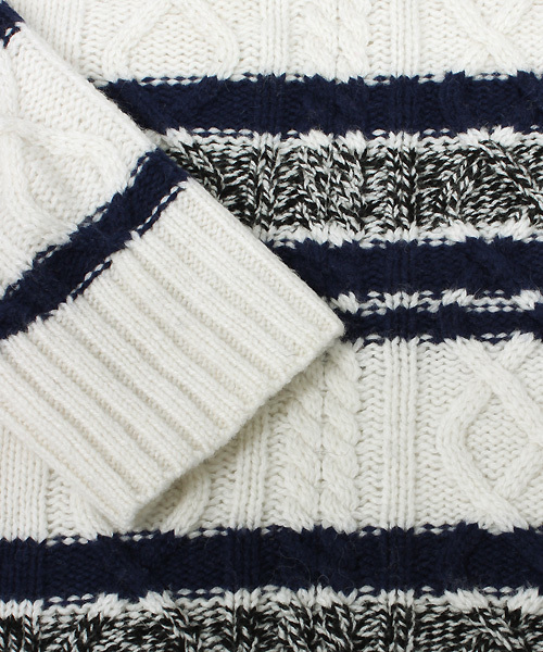 ESSENTIAL GARMENT MEN'S BIGI（エッセンシャルガーメントメンズビギ）の「アラン柄タートルネックニット/無地＆ボーダー（ニット/セーター・メンズ・グレー/グレー系その他/ホワイト/ホワイト系その他/ボルドー・S/M/L）」の17枚目の写真