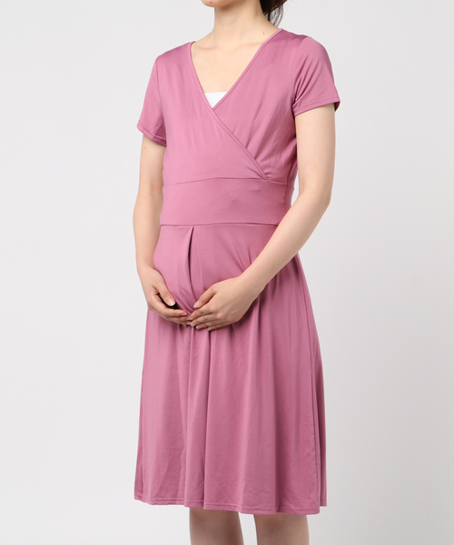 半袖 洗える ワンピース やせて見えるカシュクールジャージーワンピース ワンピース Tiaclasse ティアクラッセ のファッション