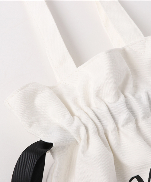 WEGO（ウィゴー）の「WEGO/リボン巾着トートバッグ（トートバッグ・レディース・ホワイト/ブラック・FREE）」の4枚目の写真