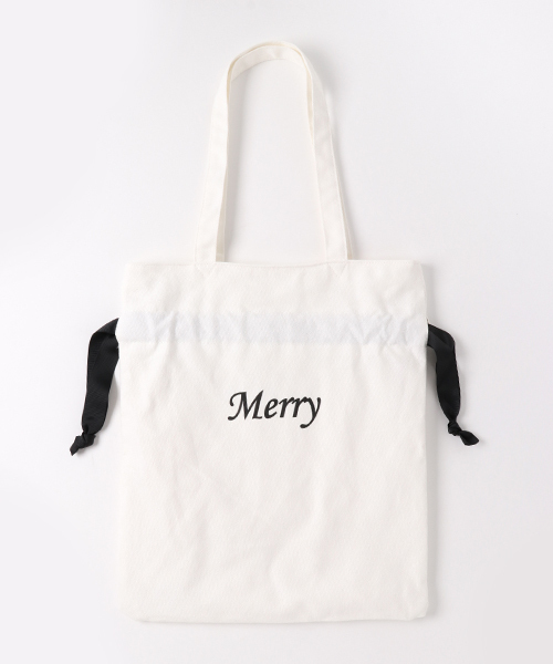 WEGO（ウィゴー）の「WEGO/リボン巾着トートバッグ（トートバッグ・レディース・ホワイト/ブラック・FREE）」の9枚目の写真