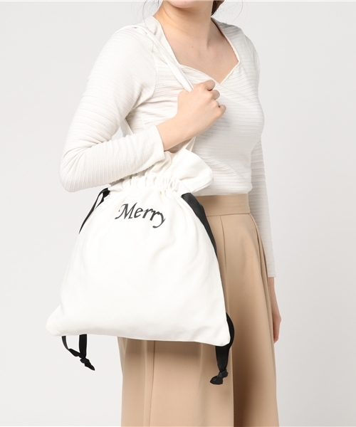 WEGO（ウィゴー）の「WEGO/リボン巾着トートバッグ（トートバッグ・レディース・ホワイト/ブラック・FREE）」の11枚目の写真