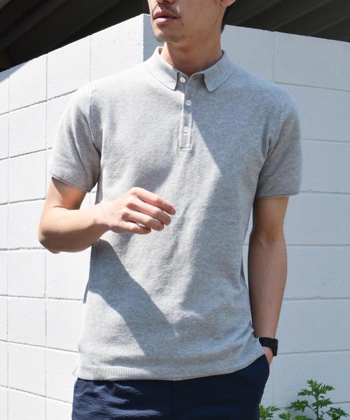 SHIPS（シップス）の「SC: 12ゲージ ピケ ニット ポロシャツ（ポロシャツ・メンズ・グレー/ライトブラウン/ネイビー・X-LARGE/SMALL/MEDIUM/LARGE）」の2枚目の写真