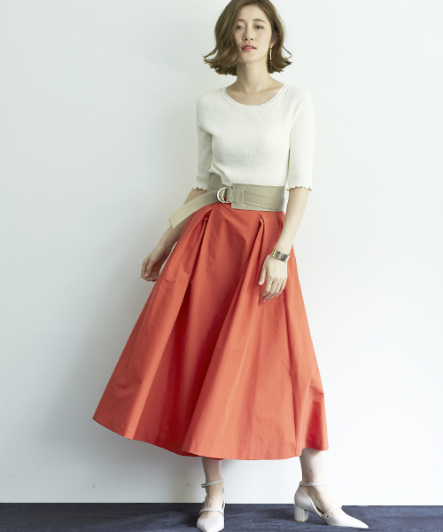 STUDIOUS（ステュディオス）の「ランダムタックロングスカート（スカート・レディース・レッド/ネイビー・0/1）」の8枚目の写真