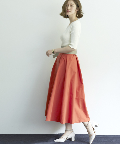 STUDIOUS（ステュディオス）の「ランダムタックロングスカート（スカート・レディース・レッド/ネイビー・0/1）」の9枚目の写真