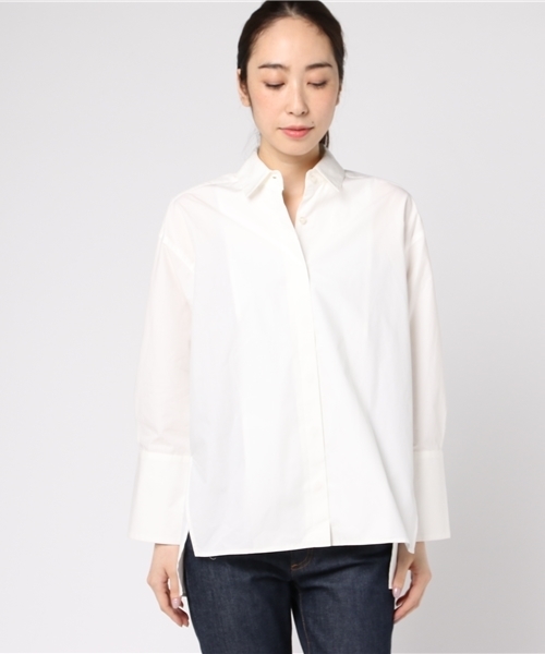 laboratory work（ラボラトリーワーク）の「ビッグカフスオーバーシャツ（シャツ/ブラウス・レディース・ホワイト/ブラウン/ネイビー・MEDIUM）」の10枚目の写真