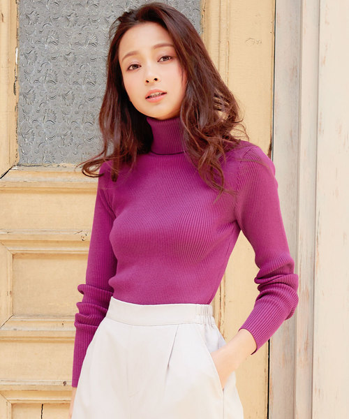 KOBE LETTUCE(コウベレタス)の「ベーシック長袖リブタートルネックニットトップス(ニット/セーター・レディース・ブラック/カーキ/チャコールグレー/ホワイト×ブラック/ブラック×ホワイト/アイボリー/ネイビー/キャメル/ボルドー/グレー/ベージュ系その他/ピンク/レッド系その他/ブルー/ベージュ系その他2/ホワイト系/ブルー系/ネイビー系/ブラック系その他/ブラウン/レッド/オフホワイト/イエロー/ライトピンク/グレー系・M/L)」の21枚目の写真