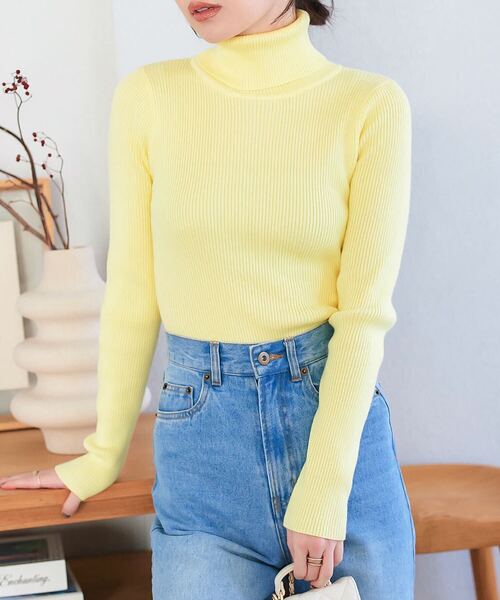 KOBE LETTUCE(コウベレタス)の「ベーシック長袖リブタートルネックニットトップス(ニット/セーター・レディース・ブラック/カーキ/チャコールグレー/ホワイト×ブラック/ブラック×ホワイト/アイボリー/ネイビー/キャメル/ボルドー/グレー/ベージュ系その他/ピンク/レッド系その他/ブルー/ベージュ系その他2/ホワイト系/ブルー系/ネイビー系/ブラック系その他/ブラウン/レッド/オフホワイト/イエロー/ライトピンク/グレー系・M/L)」の19枚目の写真