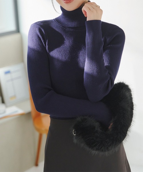 KOBE LETTUCE(コウベレタス)の「ベーシック長袖リブタートルネックニットトップス(ニット/セーター・レディース・ブラック/カーキ/チャコールグレー/ホワイト×ブラック/ブラック×ホワイト/アイボリー/ネイビー/キャメル/ボルドー/グレー/ベージュ系その他/ピンク/レッド系その他/ブルー/ベージュ系その他2/ホワイト系/ブルー系/ネイビー系/ブラック系その他/ブラウン/レッド/オフホワイト/イエロー/ライトピンク/グレー系・M/L)」の17枚目の写真