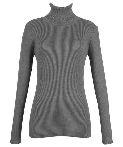 ベーシック長袖リブタートルネックニットトップス（ニット/セーター