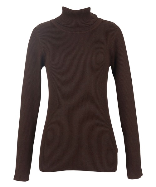 ベーシック長袖リブタートルネックニットトップス（ニット/セーター
