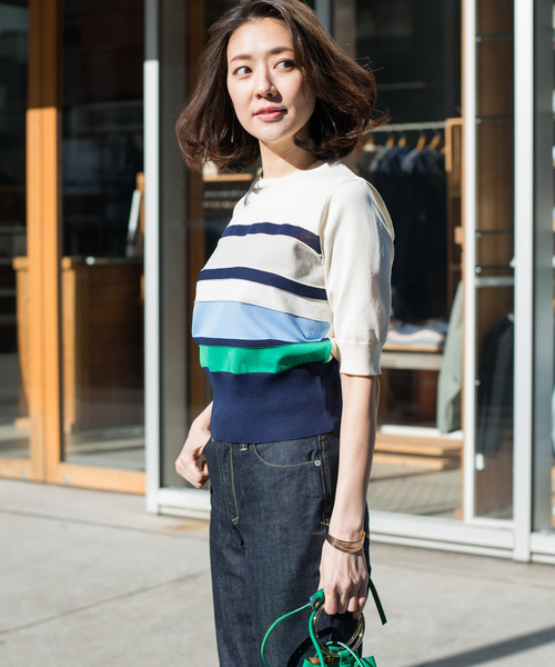 RIVE DROITE（リヴドロワ）の「ボーダーコンパクトニット（ニット/セーター・レディース・ネイビー/その他14・FREE）」の7枚目の写真