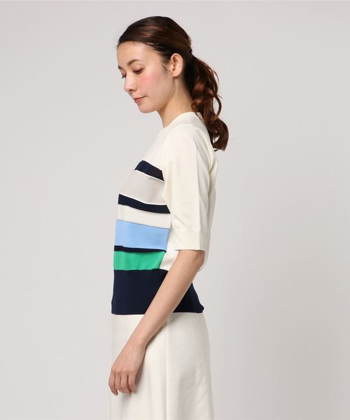 RIVE DROITE（リヴドロワ）の「ボーダーコンパクトニット（ニット/セーター・レディース・ネイビー/その他14・FREE）」の4枚目の写真