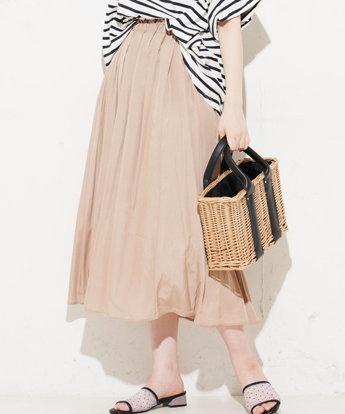 natural couture（ナチュラルクチュール）の「麻調スラブリゾートマキシスカート（スカート・レディース・ベージュ/ネイビー/ピンク/イエロー/アイボリー・FREE）」の4枚目の写真