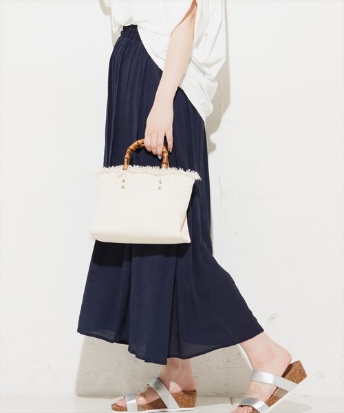 natural couture（ナチュラルクチュール）の「麻調スラブリゾートマキシスカート（スカート・レディース・ベージュ/ネイビー/ピンク/イエロー/アイボリー・FREE）」の5枚目の写真