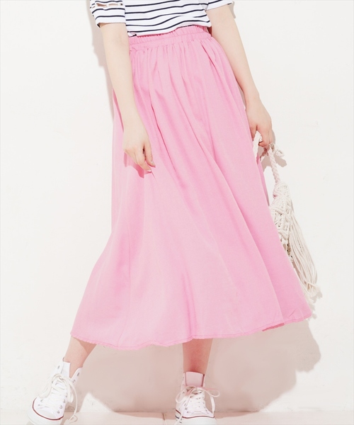 natural couture（ナチュラルクチュール）の「麻調スラブリゾートマキシスカート（スカート・レディース・ベージュ/ネイビー/ピンク/イエロー/アイボリー・FREE）」の2枚目の写真