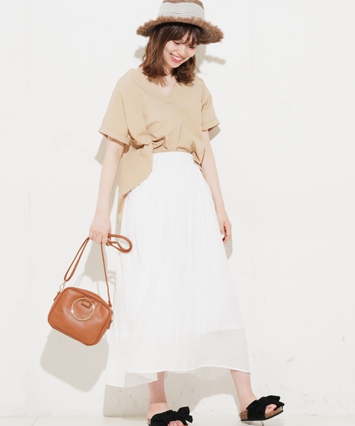 natural couture（ナチュラルクチュール）の「麻調スラブリゾートマキシスカート（スカート・レディース・ベージュ/ネイビー/ピンク/イエロー/アイボリー・FREE）」の13枚目の写真